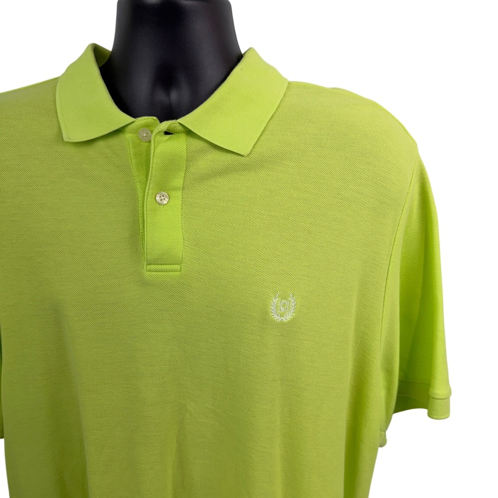 Chaps Mens Polo Shirt Large Lime Green Short Sleeve 100%‎ Cotton Pique Logo